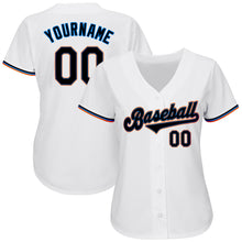 Load image into Gallery viewer, Custom White Black-Powder Blue Authentic Baseball Jersey