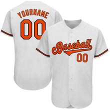 Load image into Gallery viewer, Custom White Orange-Black Authentic Baseball Jersey