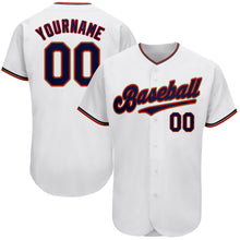 Load image into Gallery viewer, Custom White Navy-Red Authentic Baseball Jersey