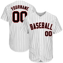 Load image into Gallery viewer, Custom White Black Strip Black-Red Authentic Baseball Jersey