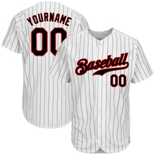 Load image into Gallery viewer, Custom White Black Strip Black-Red Authentic Baseball Jersey