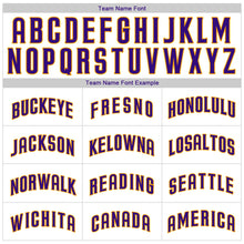 Load image into Gallery viewer, Custom White Purple Strip Purple-Gold Authentic Baseball Jersey