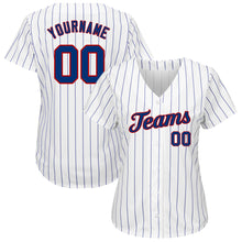 Load image into Gallery viewer, Custom White Royal Strip Royal-Red Authentic Baseball Jersey