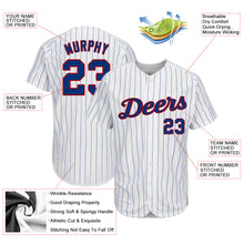 Load image into Gallery viewer, Custom White Royal Strip Royal-Red Authentic Baseball Jersey