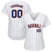 Load image into Gallery viewer, Custom White Royal Strip Royal-Orange Authentic Baseball Jersey