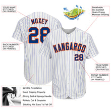 Load image into Gallery viewer, Custom White Royal Strip Royal-Orange Authentic Baseball Jersey