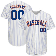 Load image into Gallery viewer, Custom White Royal Strip Royal-Orange Authentic Baseball Jersey