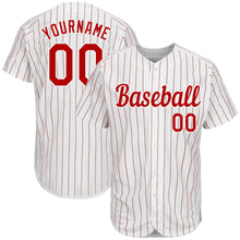Load image into Gallery viewer, Custom White Red Strip Red-White Authentic Baseball Jersey