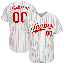 Load image into Gallery viewer, Custom White Red Strip Red-White Authentic Baseball Jersey