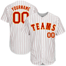 Load image into Gallery viewer, Custom White Red Strip Red-Gold Authentic Baseball Jersey
