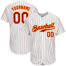 Load image into Gallery viewer, Custom White Red Strip Red-Gold Authentic Baseball Jersey