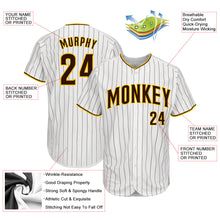 Load image into Gallery viewer, Custom White Brown Strip Brown-Gold Authentic Baseball Jersey
