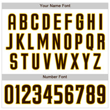 Load image into Gallery viewer, Custom White Brown Strip Brown-Gold Authentic Baseball Jersey