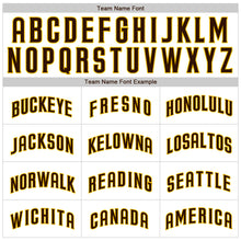 Load image into Gallery viewer, Custom White Brown Strip Brown-Gold Authentic Baseball Jersey