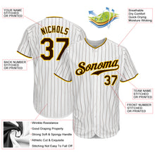 Load image into Gallery viewer, Custom White Brown Strip Brown-Gold Authentic Baseball Jersey