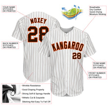 Load image into Gallery viewer, Custom White Brown Strip Brown-Orange Authentic Baseball Jersey