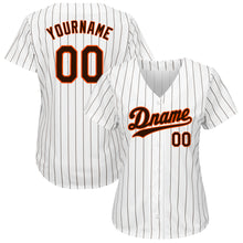 Load image into Gallery viewer, Custom White Brown Strip Brown-Orange Authentic Baseball Jersey