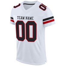 Load image into Gallery viewer, Custom White Black-Red Mesh Authentic Football Jersey