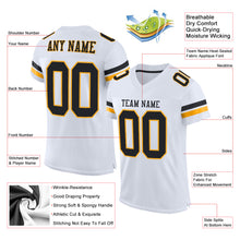 Load image into Gallery viewer, Custom White Black-Gold Mesh Authentic Football Jersey