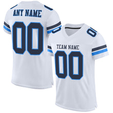 Load image into Gallery viewer, Custom White Navy-Powder Blue Mesh Authentic Football Jersey