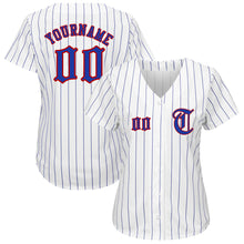 Load image into Gallery viewer, Custom White Royal Strip Royal-Red Authentic Baseball Jersey