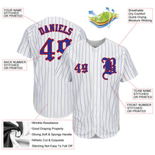 Load image into Gallery viewer, Custom White Royal Strip Royal-Red Authentic Baseball Jersey