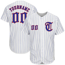 Load image into Gallery viewer, Custom White Royal Strip Royal-Red Authentic Baseball Jersey
