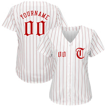 Load image into Gallery viewer, Custom White Red Strip Red-White Authentic Baseball Jersey