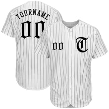 Load image into Gallery viewer, Custom White Black Strip Black-Gray Authentic Baseball Jersey