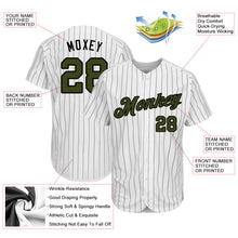 Load image into Gallery viewer, Custom White Black Strip Olive-Black Authentic Memorial Day Baseball Jersey