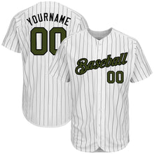 Load image into Gallery viewer, Custom White Black Strip Olive-Black Authentic Memorial Day Baseball Jersey