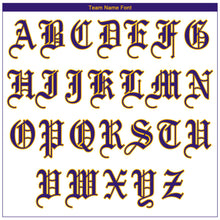 Load image into Gallery viewer, Custom White Purple Strip Purple-Gold Authentic Baseball Jersey