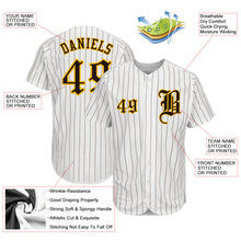 Load image into Gallery viewer, Custom White Brown Strip Brown-Gold Authentic Baseball Jersey