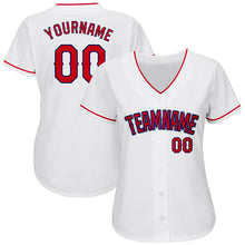 Load image into Gallery viewer, Custom White Red-Navy Authentic Baseball Jersey