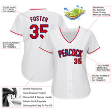 Load image into Gallery viewer, Custom White Red-Navy Authentic Baseball Jersey