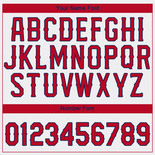 Load image into Gallery viewer, Custom White Red-Navy Authentic Baseball Jersey
