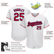 Load image into Gallery viewer, Custom White Red-Navy Authentic Baseball Jersey