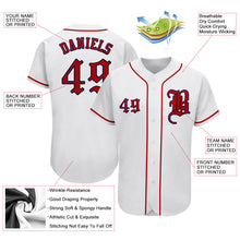 Load image into Gallery viewer, Custom White Red-Navy Authentic Baseball Jersey