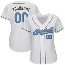 Load image into Gallery viewer, Custom White Light Blue-Dark Gray Authentic Father's Day Baseball Jersey