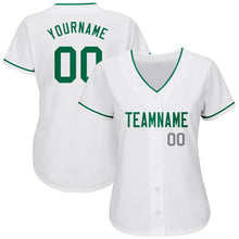 Load image into Gallery viewer, Custom White Kelly Green-Gray Authentic Baseball Jersey