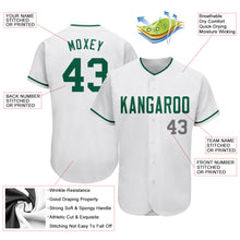 Load image into Gallery viewer, Custom White Kelly Green-Gray Authentic Baseball Jersey