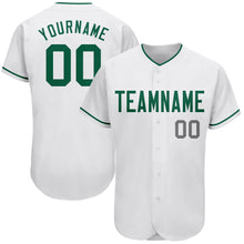 Load image into Gallery viewer, Custom White Kelly Green-Gray Authentic Baseball Jersey
