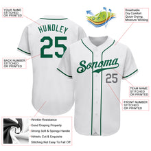 Load image into Gallery viewer, Custom White Kelly Green-Light Gray Authentic Baseball Jersey