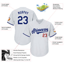 Load image into Gallery viewer, Custom White Royal-Red Authentic Throwback Rib-Knit Baseball Jersey Shirt
