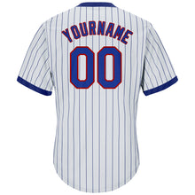 Load image into Gallery viewer, Custom White Royal Strip Royal-Red Authentic Throwback Rib-Knit Baseball Jersey Shirt