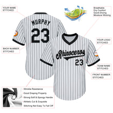 Load image into Gallery viewer, Custom White Black Strip Black-Gray Authentic Throwback Rib-Knit Baseball Jersey Shirt