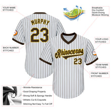 Load image into Gallery viewer, Custom White Brown Strip Brown-Gold Authentic Throwback Rib-Knit Baseball Jersey Shirt