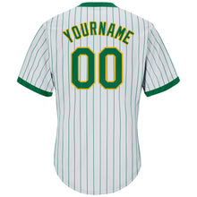 Load image into Gallery viewer, Custom White Kelly Green Strip Kelly Green-Gold Authentic Throwback Rib-Knit Baseball Jersey Shirt
