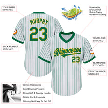 Load image into Gallery viewer, Custom White Kelly Green Strip Kelly Green-Gold Authentic Throwback Rib-Knit Baseball Jersey Shirt