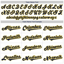 Load image into Gallery viewer, Custom White Navy Strip Navy-Gold Authentic Throwback Rib-Knit Baseball Jersey Shirt